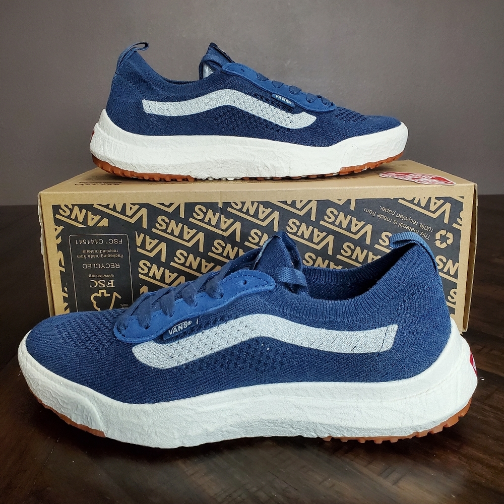 Vans Blue and White Knit Athletic Shoes
